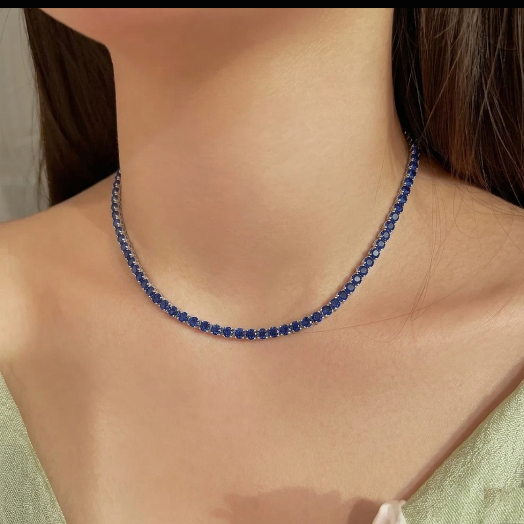 【受注生産】｜S925 ラボサファイア テニスチェーン ネックレス