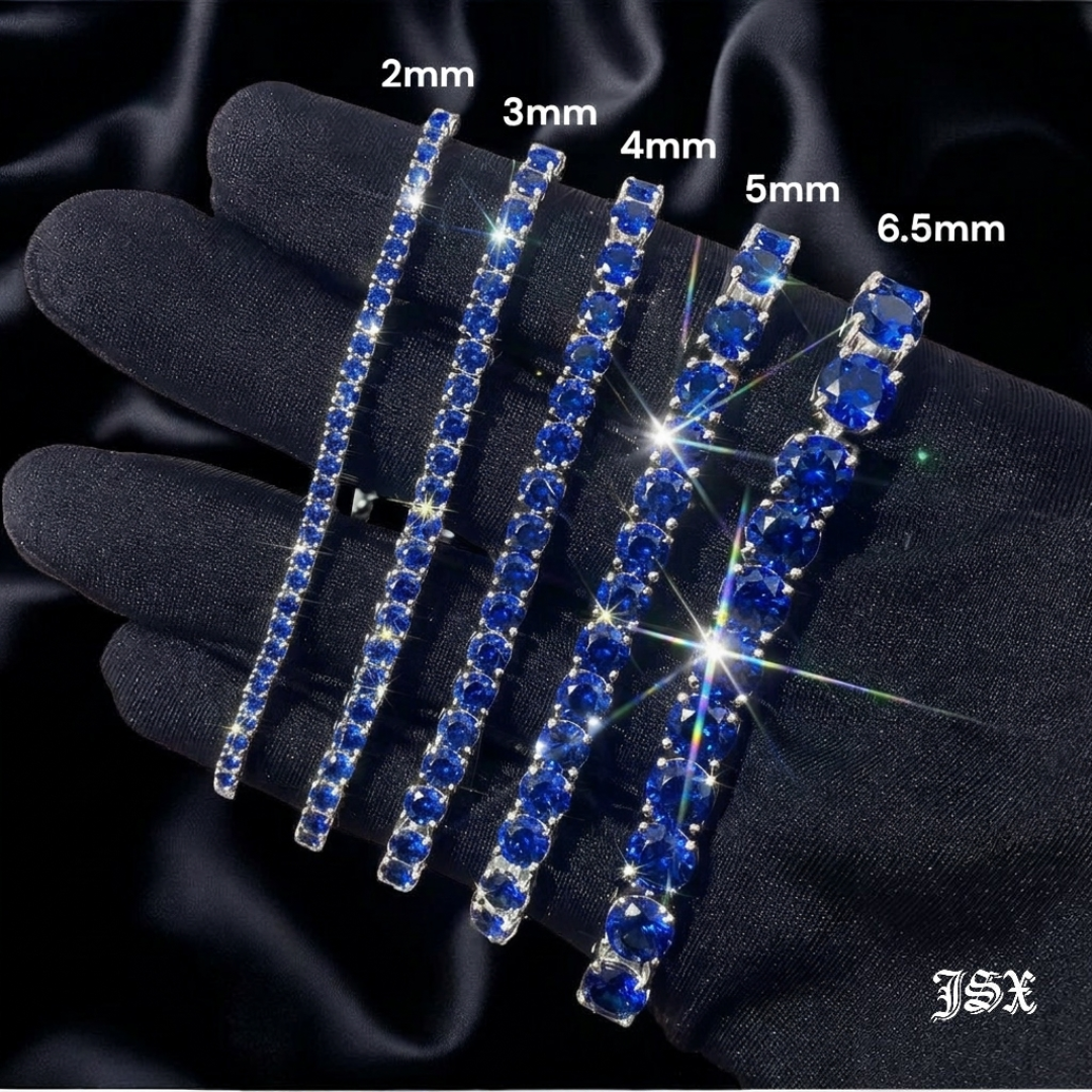 【即納】S925 ラボサファイア　テニスチェーン ブレスレット